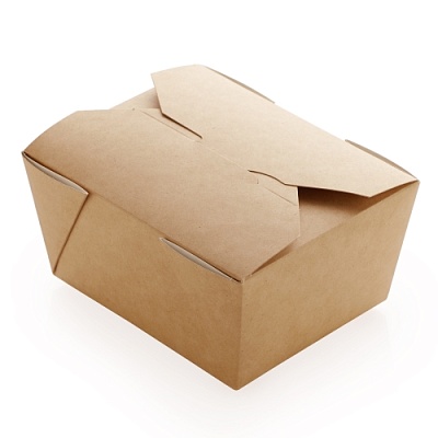 Контейнер бумажный 600мл 110х90х65мм FOLD BOX цвет Крафт/Белый