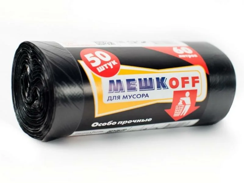 Мусорные мешки Мешкофф  60л. ПНД 60*70см. 50шт/рул, 13мкм