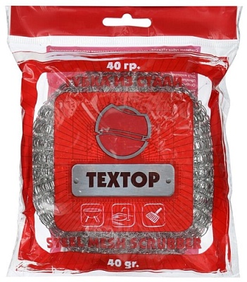 Мочалка метал. для посуды "Мега", 40 г TEXTOP (х1/120)