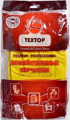 Перчатки хозяйственные латексные Professional Premium, Текстоп (M) (х1/120) 