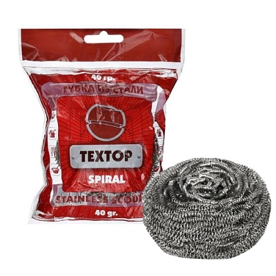 Мочалка метал. спиральная для посуды 40 г TEXTOP (х1/120)